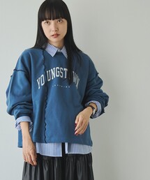 メロー切替ロゴプリント裏毛スウェット