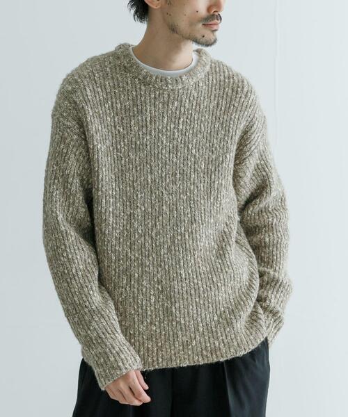 URBAN RESEARCH（アーバンリサーチ）の「MIX SLUB PLAIN STITCH CREW-NECK（ニット/セーター・メンズ・ベージュ系その他/ブラック・MEDIUM/LARGE）」の13枚目の写真