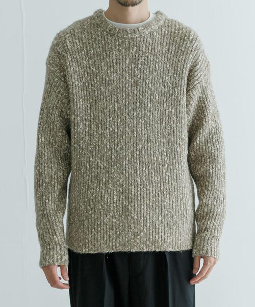 URBAN RESEARCH（アーバンリサーチ）の「MIX SLUB PLAIN STITCH CREW-NECK（ニット/セーター・メンズ・ベージュ系その他/ブラック・MEDIUM/LARGE）」の3枚目の写真