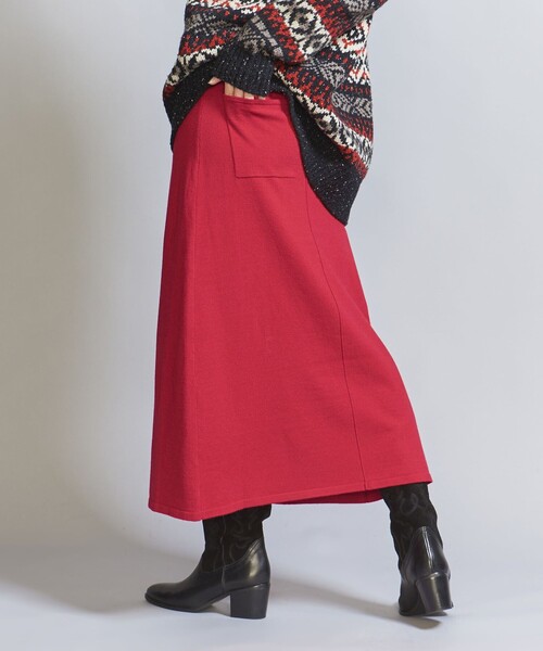 BEAUTY&YOUTH UNITED ARROWS（ビューティーアンドユースユナイテッドアローズ）の「【WEB限定】スポンディッシュニット フレアスカート -ウォッシャブル-（スカート・レディース・レッド/ブラック/オフホワイト/グレー・FREE）」の4枚目の写真