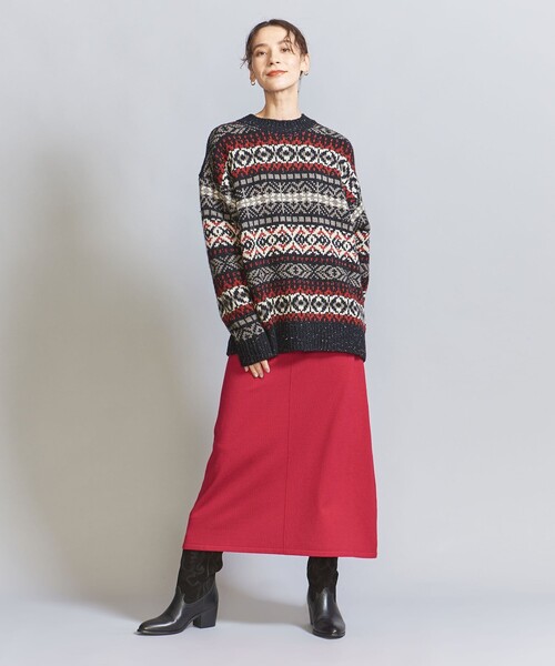 BEAUTY&YOUTH UNITED ARROWS（ビューティーアンドユースユナイテッドアローズ）の「【WEB限定】スポンディッシュニット フレアスカート -ウォッシャブル-（スカート・レディース・レッド/ブラック/オフホワイト/グレー・FREE）」の16枚目の写真