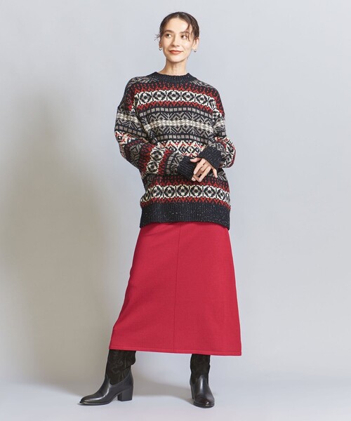 BEAUTY&YOUTH UNITED ARROWS（ビューティーアンドユースユナイテッドアローズ）の「【WEB限定】スポンディッシュニット フレアスカート -ウォッシャブル-（スカート・レディース・レッド/ブラック/オフホワイト/グレー・FREE）」の17枚目の写真