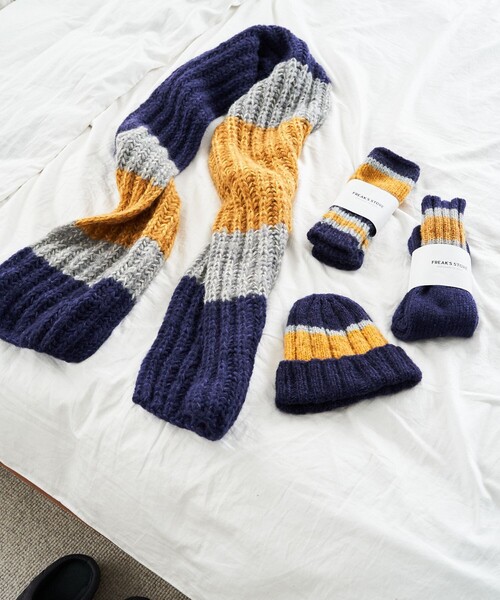 FREAK'S STORE(フリークスストア)の「HAND KNIT LINE GLOVE(手袋・レディース・ネイビー/ブラック/サックスブルー・ONE SIZE)」の14枚目の写真