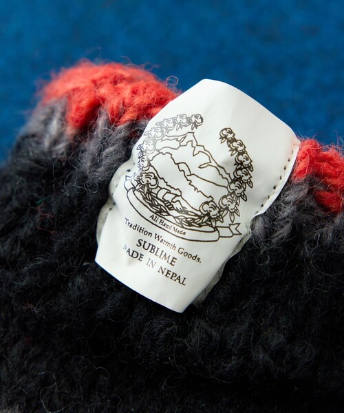 FREAK'S STORE(フリークスストア)の「HAND KNIT LINE GLOVE(手袋・レディース・ネイビー/ブラック/サックスブルー・ONE SIZE)」の5枚目の写真