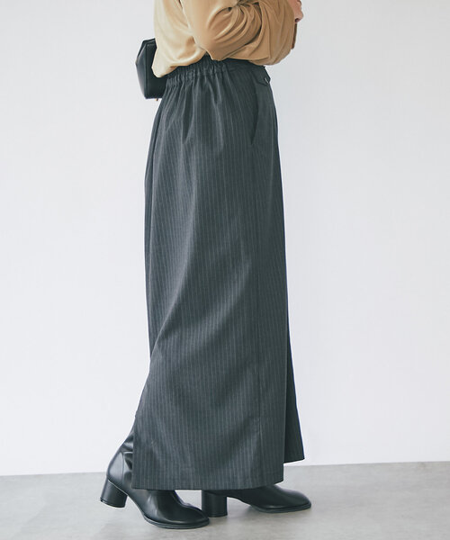 un dix cors（アンディコール）の「ストライプナロースカート（スカート・レディース・チャコールグレー/ネイビー・FREE/S）」の6枚目の写真