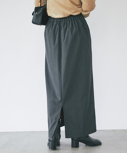 un dix cors（アンディコール）の「ストライプナロースカート（スカート・レディース・チャコールグレー/ネイビー・FREE/S）」の7枚目の写真