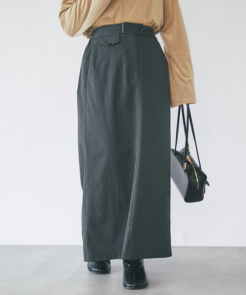 un dix cors（アンディコール）の「ストライプナロースカート（スカート・レディース・チャコールグレー/ネイビー・FREE/S）」の8枚目の写真