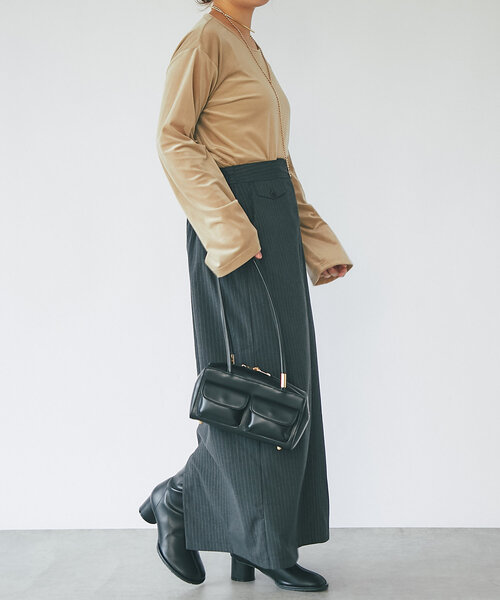 un dix cors（アンディコール）の「ストライプナロースカート（スカート・レディース・チャコールグレー/ネイビー・FREE/S）」の10枚目の写真