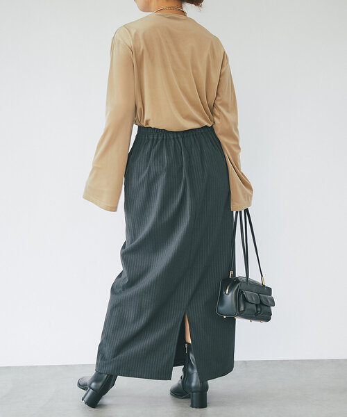 un dix cors（アンディコール）の「ストライプナロースカート（スカート・レディース・チャコールグレー/ネイビー・FREE/S）」の11枚目の写真