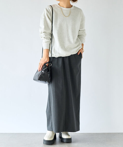 un dix cors（アンディコール）の「ストライプナロースカート（スカート・レディース・チャコールグレー/ネイビー・FREE/S）」の16枚目の写真