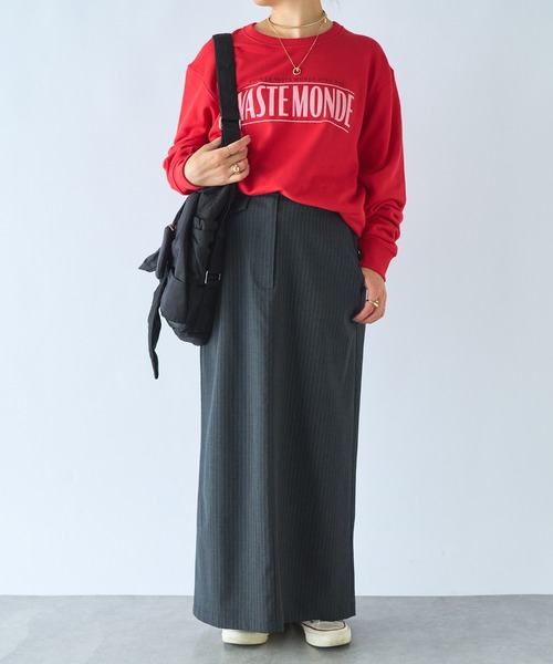 un dix cors（アンディコール）の「ストライプナロースカート（スカート・レディース・チャコールグレー/ネイビー・FREE/S）」の3枚目の写真