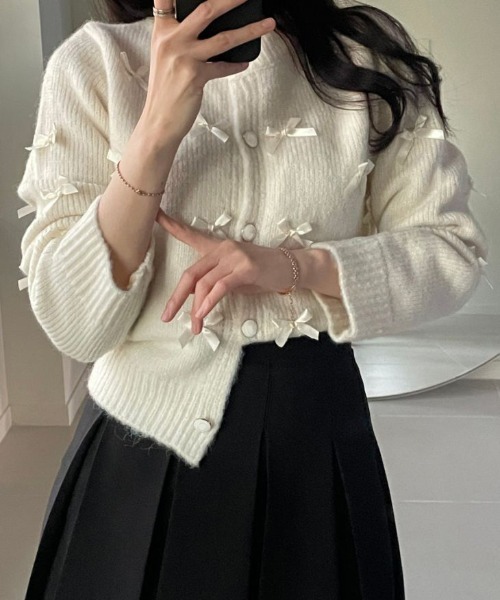 AMELY（エミリー）の「リボンニットカーディガン（カーディガン/ボレロ