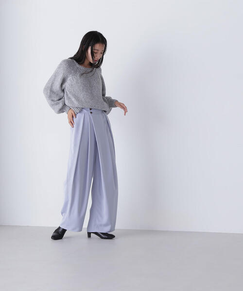 NATURAL BEAUTY BASIC（ナチュラルビューティーベーシック）の「◇アシメウエストタックパンツ（その他パンツ・レディース・ベージュ/ネイビー/ブルー・SMALL/MEDIUM）」の6枚目の写真