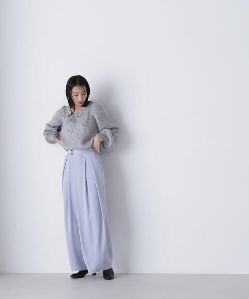 NATURAL BEAUTY BASIC（ナチュラルビューティーベーシック）の「◇アシメウエストタックパンツ（その他パンツ・レディース・ベージュ/ネイビー/ブルー・SMALL/MEDIUM）」の8枚目の写真