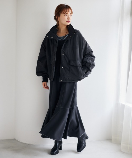 mysty woman（ミスティウーマン）の「フラップポケットジャンスカ　 260053（ジャンパースカート・レディース・ブラック/ライトベージュ/ブラウン・FREE）」の4枚目の写真