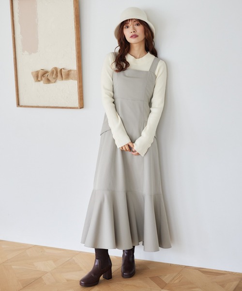 mysty woman（ミスティウーマン）の「フラップポケットジャンスカ　 260053（ジャンパースカート・レディース・ブラック/ライトベージュ/ブラウン・FREE）」の6枚目の写真