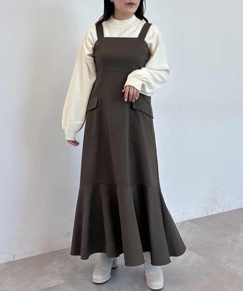 mysty woman（ミスティウーマン）の「フラップポケットジャンスカ　 260053（ジャンパースカート・レディース・ブラック/ライトベージュ/ブラウン・FREE）」の18枚目の写真