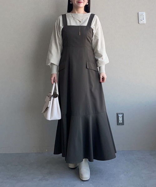 mysty woman（ミスティウーマン）の「フラップポケットジャンスカ　 260053（ジャンパースカート・レディース・ブラック/ライトベージュ/ブラウン・FREE）」の19枚目の写真