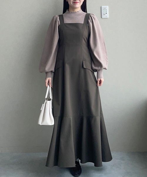 mysty woman（ミスティウーマン）の「フラップポケットジャンスカ　 260053（ジャンパースカート・レディース・ブラック/ライトベージュ/ブラウン・FREE）」の21枚目の写真