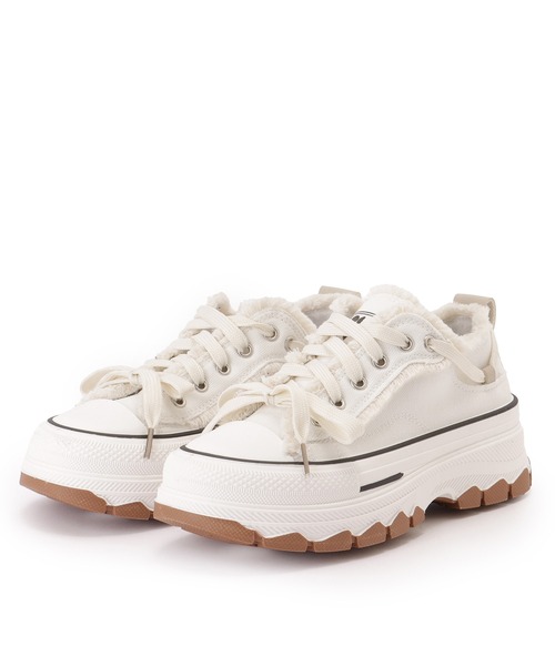 セール】フリンジ ライン 厚底 レースアップ スニーカー（スニーカー