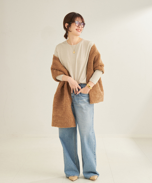 plage（プラージュ）の「natural jersey long Tシャツ（Tシャツ/カットソー・レディース・ベージュ/ホワイト・FREE）」の4枚目の写真