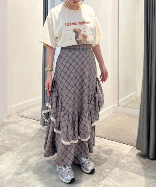 eLur(エラー)の「チェックドレープスカート(スカート・レディース・グレー/イエロー・FREE)」の16枚目の写真