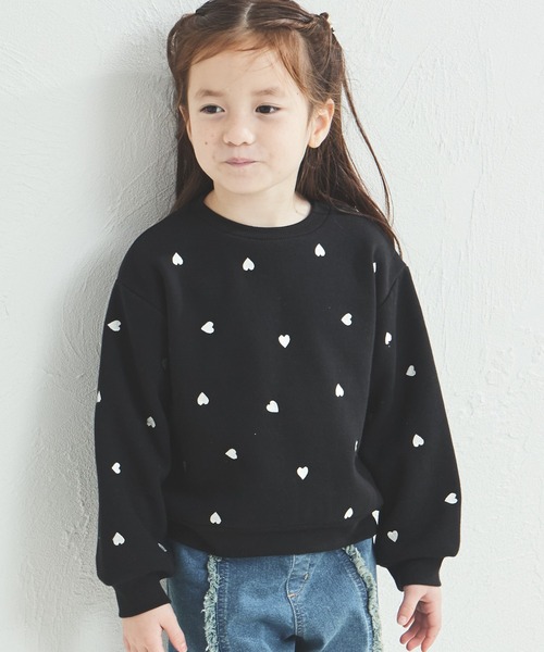 pairmanon(ペアマノン)の「【ぬくふわ】裏起毛 ハート アニマル 総柄 刺繍 トレーナー(スウェット・キッズ・アイボリー/ブラック/グレー/ブルー/ホワイト系その他/レッド系その他/ブラック系その他/ライトピンク・110/130/120/140/100/150/90)」の4枚目の写真