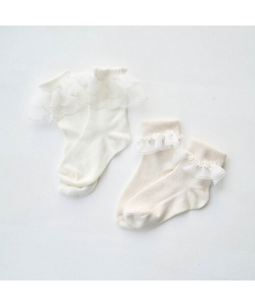 apres les cours（アプレレクール）の「フリルリブソックス（ソックス/靴下・キッズ・ライトグレー/アイボリー・12/15 /18/21）」の7枚目の写真
