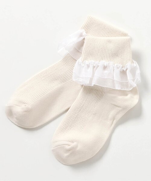 apres les cours（アプレレクール）の「フリルリブソックス（ソックス/靴下・キッズ・ライトグレー/アイボリー・12/15 /18/21）」の10枚目の写真