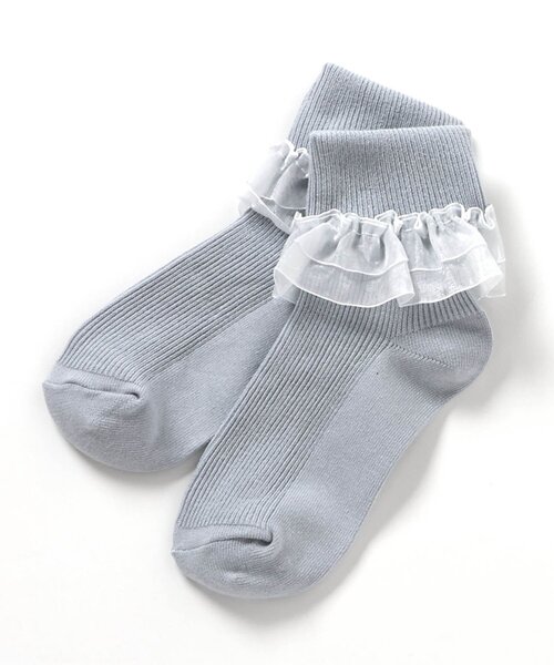 apres les cours（アプレレクール）の「フリルリブソックス（ソックス/靴下・キッズ・ライトグレー/アイボリー・12/15 /18/21）」の11枚目の写真