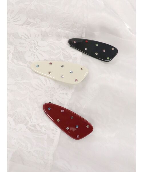 jouetie（ジュエティ）の「カラーラインストーンクリップ（ヘアピン・レディース・ボルドー/アイボリー/ブラック・FREE）」の4枚目の写真