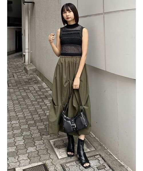 MURUA(ムルーア)の「ダブルポケットベルトバッグ(ハンドバッグ・レディース・ブラック/ブラウン・FREE)」の7枚目の写真