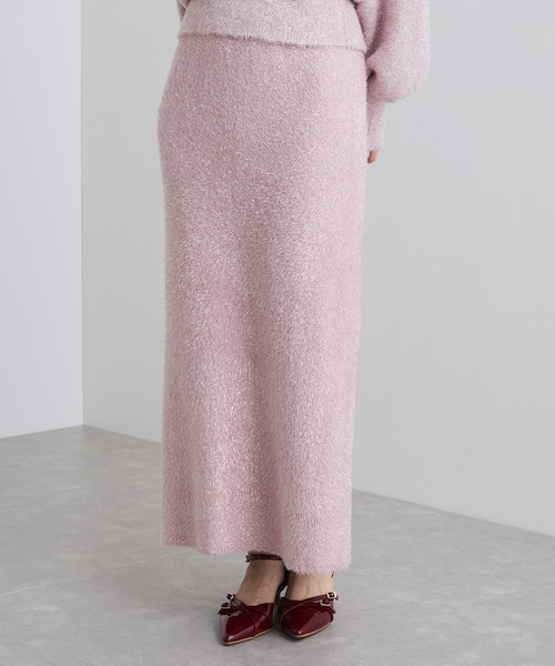 VIS（ビス）の「【セットアップ対応】ラメシャギーニットスカート【静電気防止】（スカート・レディース・ピンク系その他2/ライトグレー/ベージュ系その他・FREE）」の4枚目の写真