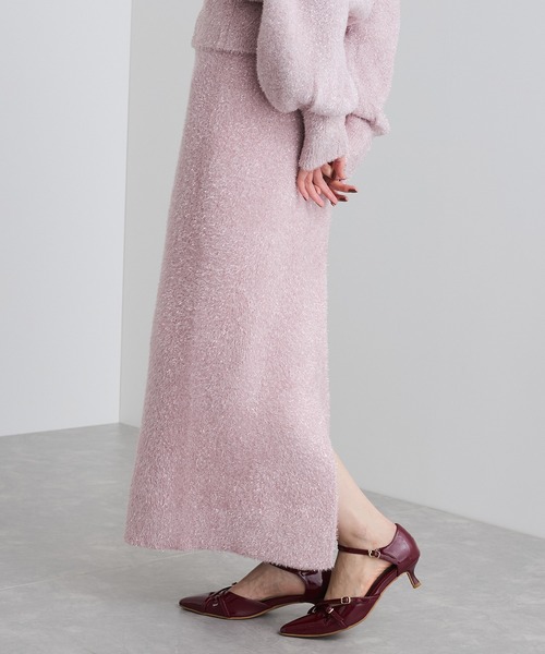 VIS（ビス）の「【セットアップ対応】ラメシャギーニットスカート【静電気防止】（スカート・レディース・ピンク系その他2/ライトグレー/ベージュ系その他・FREE）」の5枚目の写真