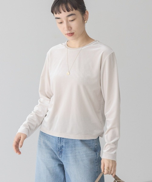 AMERICAN HOLIC(アメリカンホリック)の「ベロアクルーネックカットプルオーバー(Tシャツ/カットソー・レディース・グレイッシュベージュ/ピンク/ミント/チャコールグレー・M/L)」の9枚目の写真