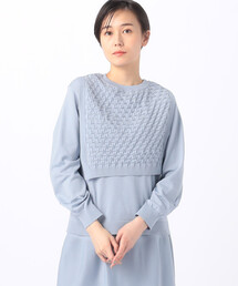 Gabardine K.T（ギャバジンケーティー）の「【セットアップ対応／前後2WAY／ツインニット】ブライトストレッチヤーン ベスト付セーター（アンサンブル）」