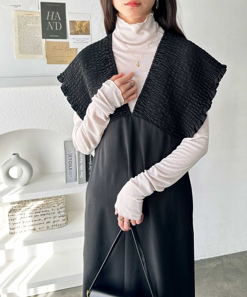 GeeRA（ジーラ）の「夏にぴったり。前後2WAYシャーリングフレアワンピース（ジャンパースカート・レディース・ブラック/ベージュ・LARGE/X-LARGE/MEDIUM）」の6枚目の写真