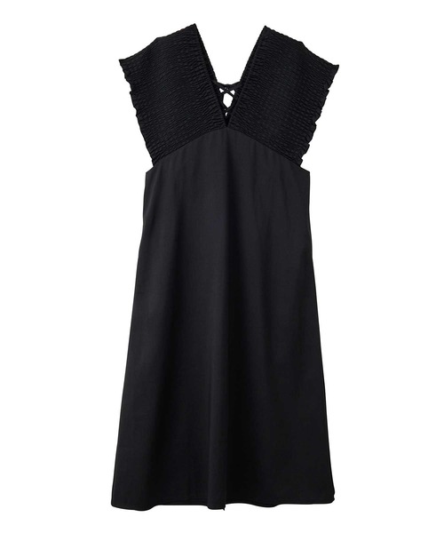 GeeRA（ジーラ）の「夏にぴったり。前後2WAYシャーリングフレアワンピース（ジャンパースカート・レディース・ブラック/ベージュ・LARGE/X-LARGE/MEDIUM）」の15枚目の写真