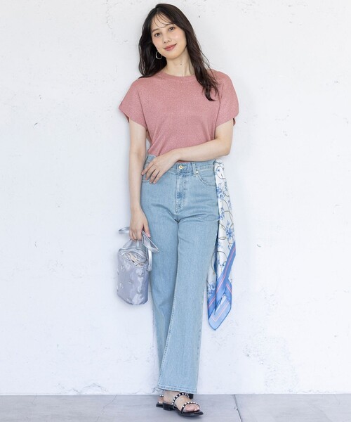 ANY SIS(エニィスィス)の「【美Denimシリーズ】センタープレスセミフレア デニム(デニムパンツ・レディース・ホワイト系/スカイブルー系/ダルブルー系・4)」の7枚目の写真