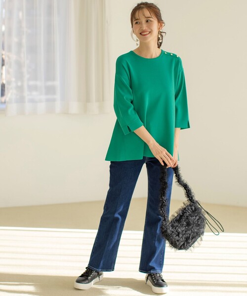 ANY SIS(エニィスィス)の「【美Denimシリーズ】センタープレスセミフレア デニム(デニムパンツ・レディース・ホワイト系/スカイブルー系/ダルブルー系・4)」の15枚目の写真