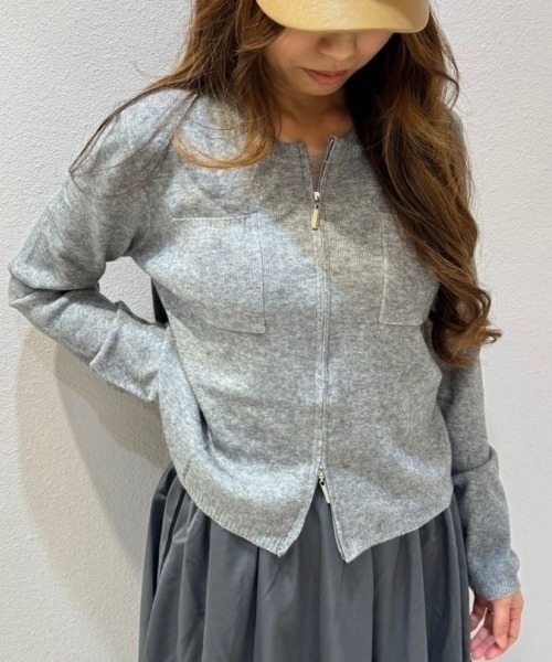 LETee(レティー)の「ZIPニットカーディガン(カーディガン/ボレロ・レディース・ホワイト/グレー/ベージュ/ブラック・FREE)」の15枚目の写真