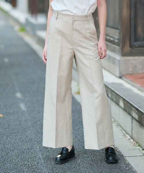 DRESSTERIOR（ドレステリア）の「◆【美シルエット／洗える】リネンブレンドワイドパンツ（その他パンツ・レディース・オフホワイト/ネイビー/ライトベージュ・34/36/38/40）」の3枚目の写真