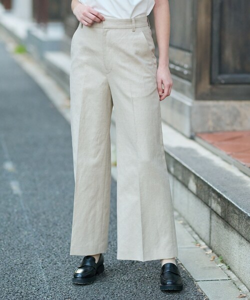 DRESSTERIOR（ドレステリア）の「◆【美シルエット／洗える】リネンブレンドワイドパンツ（その他パンツ・レディース・オフホワイト/ネイビー/ライトベージュ・34/36/38/40）」の10枚目の写真