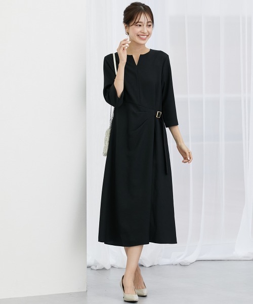 7days Life Styling（セブンデイズライフスタイリング）の「ウエストラップ風ワンピース（ワンピース・レディース・ブラック/モカ・L/LL/S/M）」の3枚目の写真