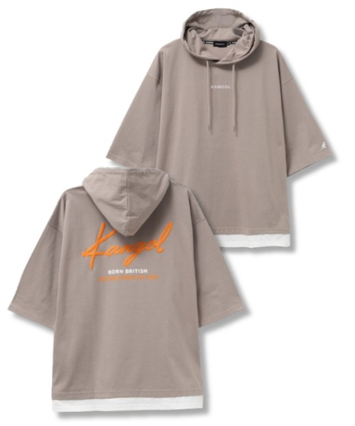 KANGOL(カンゴール)の「KANGOL フェイクレイヤードTパーカー(パーカー・メンズ・ブラック/ベージュ/ホワイト・M/L/XL)」の3枚目の写真