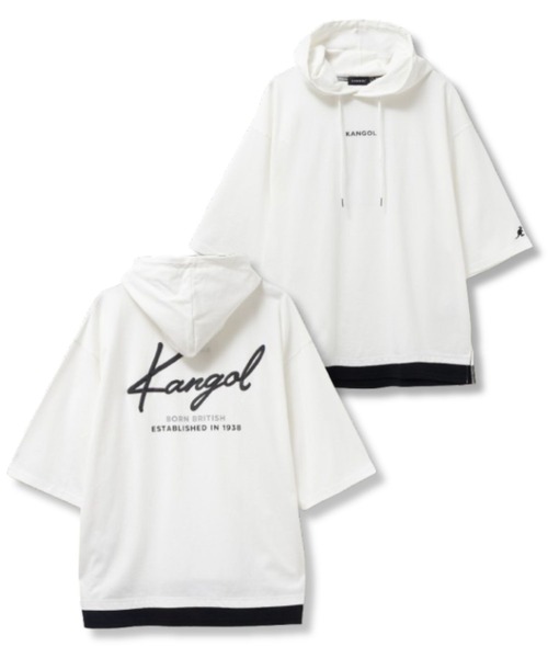 KANGOL(カンゴール)の「KANGOL フェイクレイヤードTパーカー(パーカー・メンズ・ブラック/ベージュ/ホワイト・M/L/XL)」の2枚目の写真