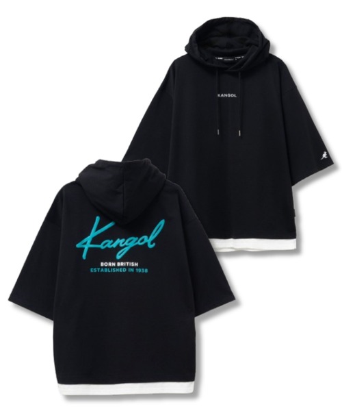 KANGOL(カンゴール)の「KANGOL フェイクレイヤードTパーカー(パーカー・メンズ・ブラック/ベージュ/ホワイト・M/L/XL)」の1枚目の写真