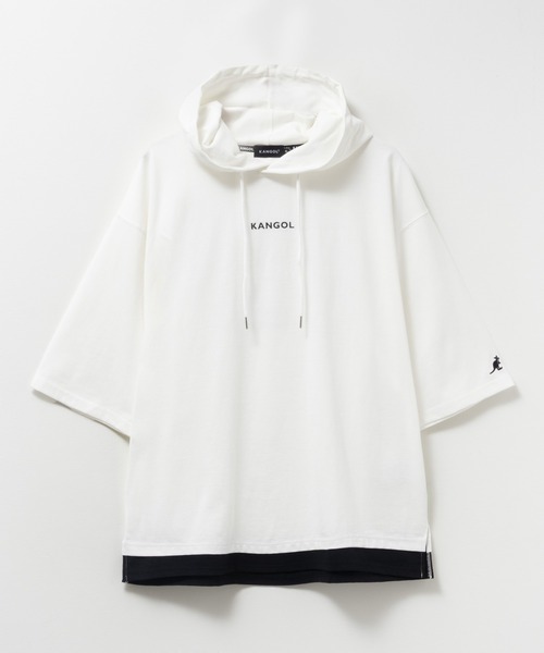KANGOL(カンゴール)の「KANGOL フェイクレイヤードTパーカー(パーカー・メンズ・ブラック/ベージュ/ホワイト・M/L/XL)」の4枚目の写真
