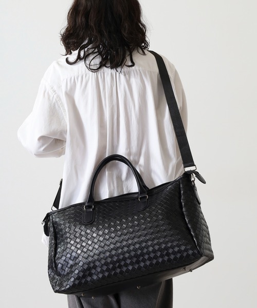 セール】ABETTOR 大人トラベル大容量PUエンボス編みボストン