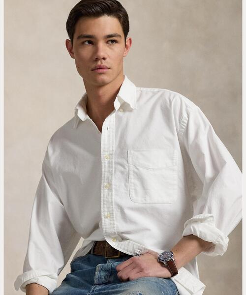 POLO RALPH LAUREN(ポロ ラルフ ローレン)の「オーガニック コットン ビッグ シャツ(シャツ/ブラウス・メンズ・ホワイト・XXL/XS/XL/S/M/L)」の1枚目の写真